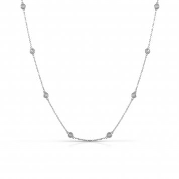 Halskette Silber 925 rhodiniert 45+5cm lang mit weißen Zirkonia-Steinen