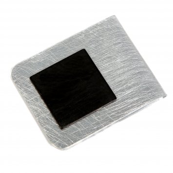 Brosche Kragenklemme aus Aluminium gebürstet + gewolkt