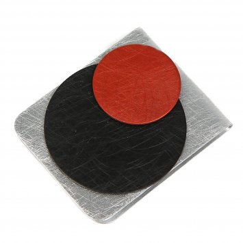 Brosche Kragenklemme aus Aluminium gebürstet + gewolkt