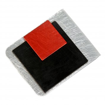 Brosche Kragenklemme aus Aluminium gebürstet + gewolkt