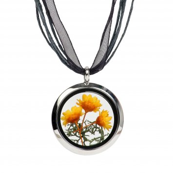 Medaillon mit Kette Edelstahl Blume