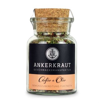 Ankerkraut Aglio e Olio Gewürzzubereitung für Pasta Korkenglas 50g