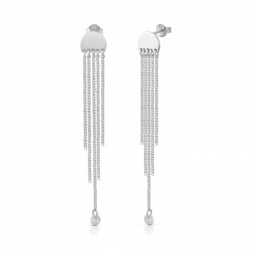 Ohrringe Silber 925 rhodiniert 70mm lang mit Zirkonia-Steinen