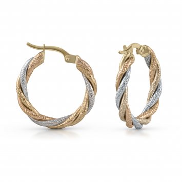 Ohrringe Gold 585 dreifarbig 21mm Durchmesser