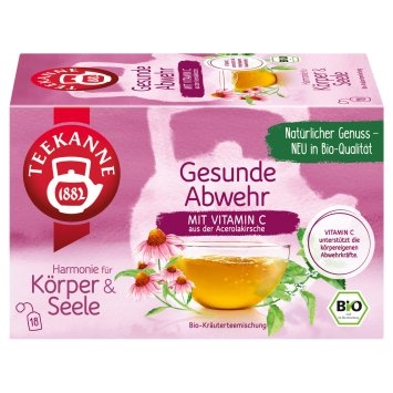 Teekanne Bio Gesunde Abwehr mit Zitronengras Melisse und Acerolasaft 18 Beutel