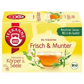 Teekanne Bio Frisch & Munter mit Zitronenverbene und Zitronengras 18 Beutel