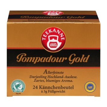 Teekanne Pompadour Gold zartes blumiges Aroma Schwarztee 72g