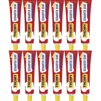Thomy Senf Scharf extra würziger Klassiker in der Tube 200ml 12er Pack