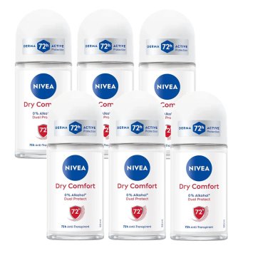 Nivea Deo Dry Comfort Roll On 72h Anti Transpirant 50ml 6er Pack