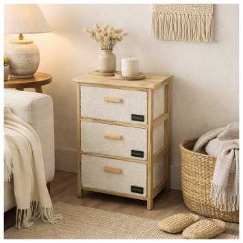 Kommode Melia mit 3 Plüsch-Schubladen