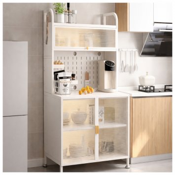 Küchenschrank mit Stauraum und Arbeitsfläche Metall Weiß