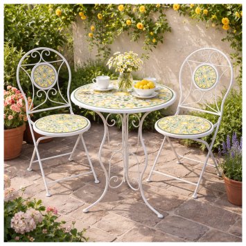 Garten Tischgruppe Menton Metall Weiß