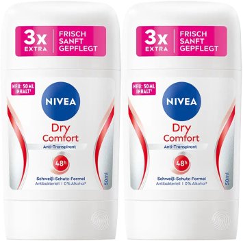Nivea Deo Stick Dry Comfort Plus Anti Transpirant 50ml 2er Pack