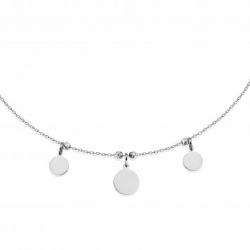 Halskette 925 Silber rhodiniert Plättchen 42+3cm lang