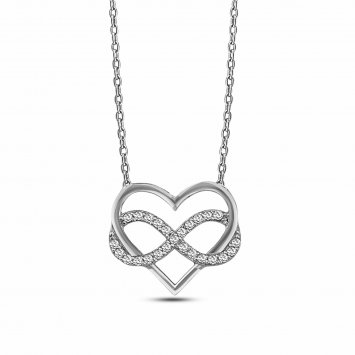 Anhänger mit Kette 925/- Sterling Silber Infinity Herzkette
