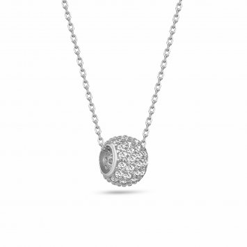 Anhänger mit Kette 925/- Sterling Silber Kugel-Pave-Kette