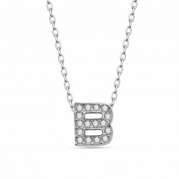 Anhänger mit Kette Buchstabe B 925/- Sterling Silber