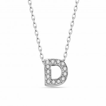 Anhänger mit Kette Buchstabe D 925/- Sterling Silber