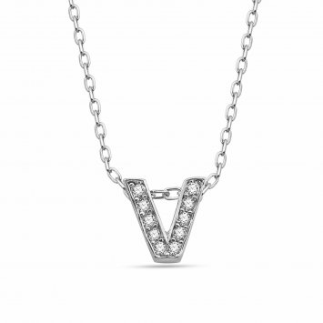 Anhänger mit Kette Buchstabe V 925/- Sterling Silber