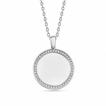 Anhänger mit Kette 925/- Sterling Silber rhodiniert Kreis Plättchen