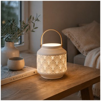 Tischlampe Ø 18 x 24 cm Keramik Weiß