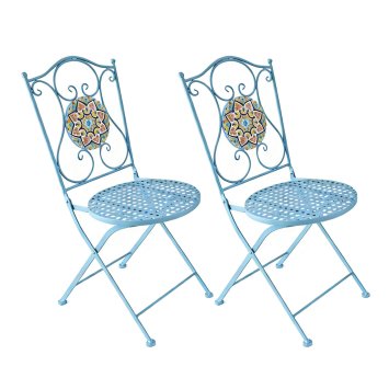 Gartenstuhl 2er-Set Metall Türkis Tunis