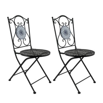 Gartenstuhl 2er-Set Metall Schwarz Byzanz