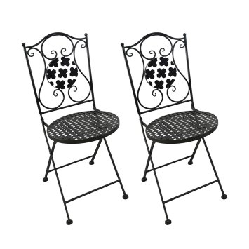 Gartenstuhl 2er-Set Metall Black and White