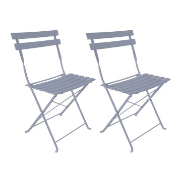 Gartenstuhl 2er-Set Basil Metall Grau