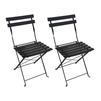 Gartenstuhl 2er-Set Basil Metall Schwarz