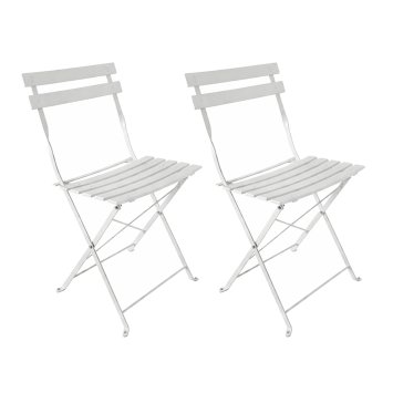 Gartenstuhl 2er-Set Basil Metall Creme