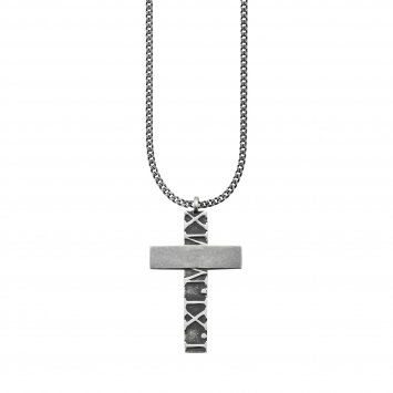 Anhänger mit Kette 925/- Sterling Silber matt-oxidiert Kreuz