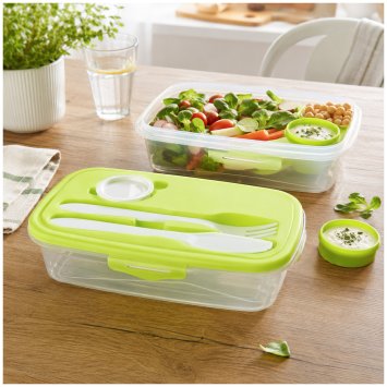 6er Set Frischhaltedosen mit Besteck und Dressingdose Meal Prep Boxen