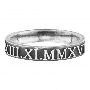 Ring Silber 925 matt-oxidiert mit römischen Zahlen