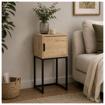 Konsolentisch Cedrik 40 cm mit Tür Artisaneiche-Schwarz