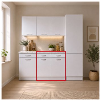Küchenunterschrank Jenna Weiß 80 cm mit 2 Schubladen