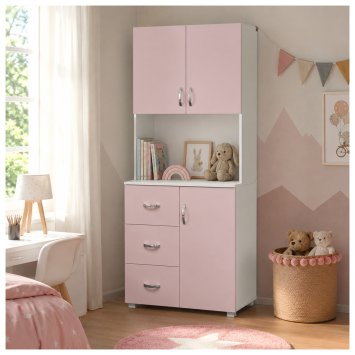 Kinderzimmerschrank Rosa Weiß