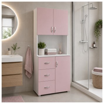 Badschrank Rosa Weiß