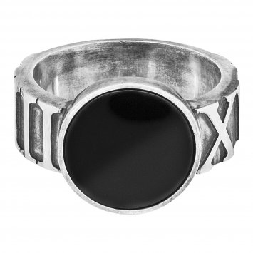 Ring 925 Sterling Silber matt oxidiert mit Onyx