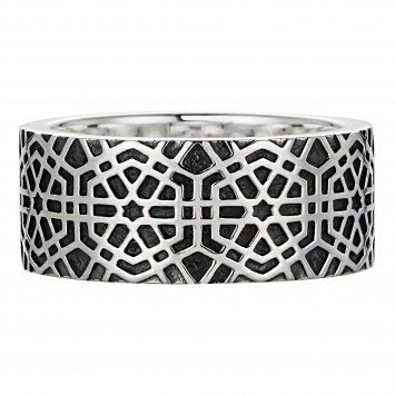 Ring 925/- Sterling Silber oxidiert-poliert Mosaik