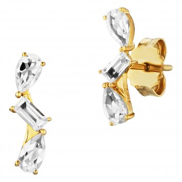 Ohrringe 925 Sterling Silber vergoldet mit Weißtopas