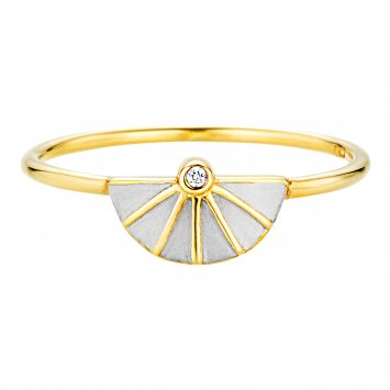 Ring 925/- Sterling Silber bicolor Zirkonia