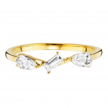 Ring 925 Sterling Silber vergoldet mit Weißtopas