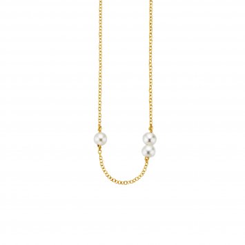 Collier 925/- Sterling Silber vergoldet 3 Süßwasserzuchtperlen