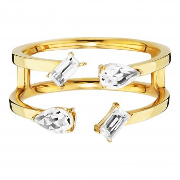 Ring 925 Sterling Silber vergoldet mit Weißtopas