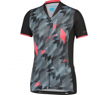 W's SAGAMI Short Sleeve Zip Jersey, Black-Blue