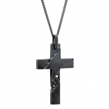 Halskette 925 Sterling Silber oxidiert Kreuz