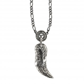 Anhänger mit Kette 925/- Sterling Silber oxidiert Tigerzahn