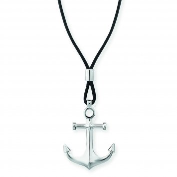 Anhänger mit Kette 925/- Sterling Silber Anker Lederkette
