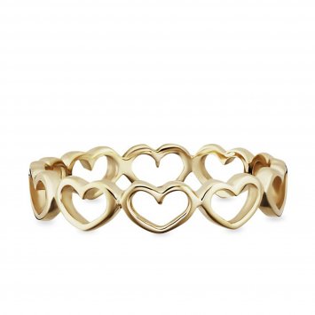 Ring 925/- Sterling Silber vergoldet Herzen